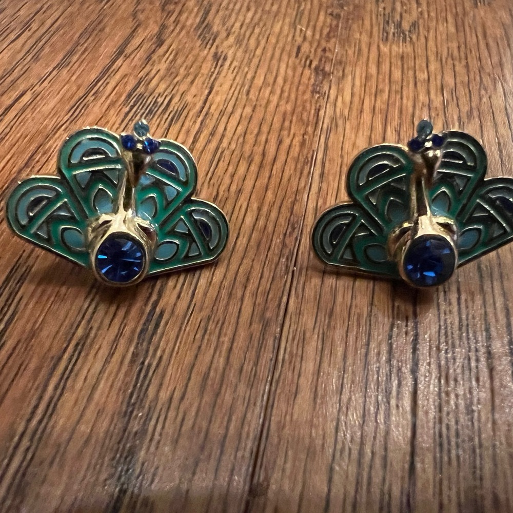 Kate Spade Peacock Motif Earrings with Blue and Green Details